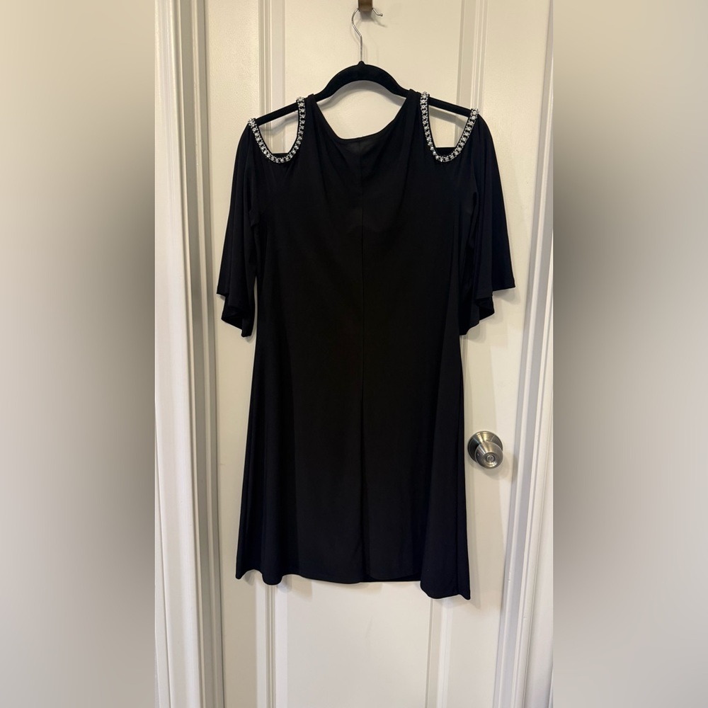 Black Dress with Rhinestone Cutouts 3/4 sleeves Size Medium - Picture 2 of 9